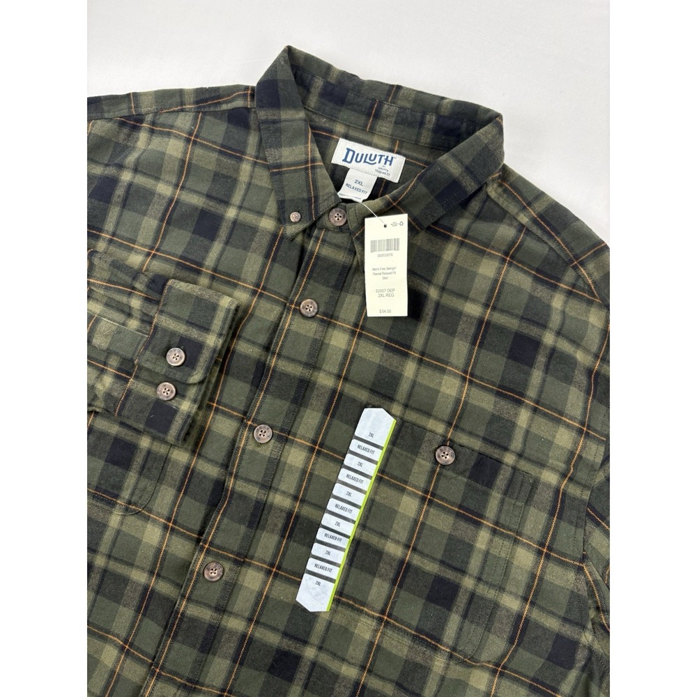 NWT Duluth Trading Shirt Free Swingin' Flannel Relaxed Fit Men's 2XL